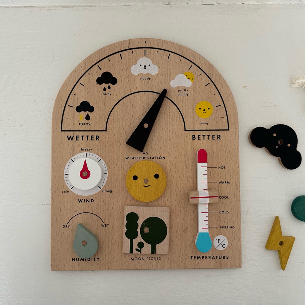 Moon Picnic My Weather Station Wooden Toy, Like New Condition